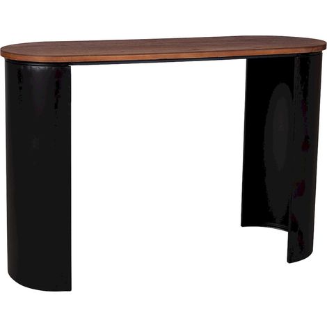 Console d'entrée bois noir style contemporain - Noir et bois naturel (1/5)