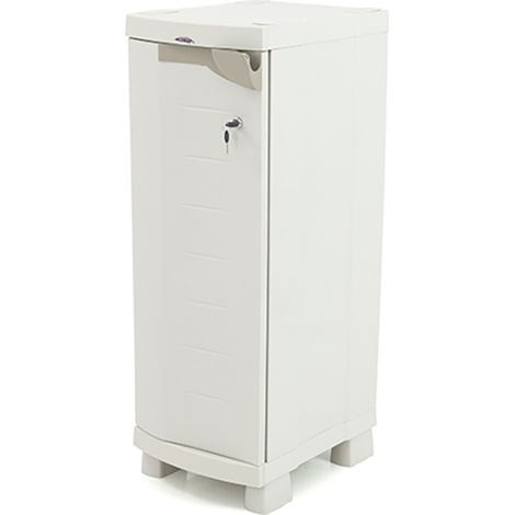 Meuble de rangement 1 porte intérieur/extérieur coloris beige - Longueur 35 x Profondeur 45 x Hauteur 100 cm -PEGANE- (1/3)