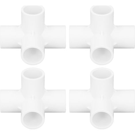 4-Wege-PVC-Fitting 25 mm, 25-mm-Winkelverbinder, 10-teiliges Set für Möbel, weißes Fitting für die Möbelmontage (1/5)