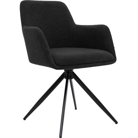 Chaise de salle à manger Olema en tissu bouclette Gris foncé (1/5)