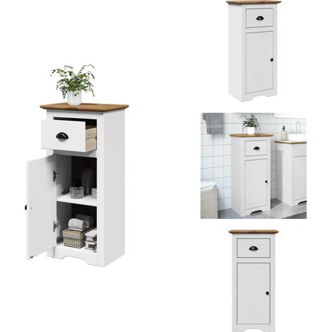 Armoire de salle de bain BODO blanc et marron 44x30x90 cm - Armoire De Salle De Bain - Armoires De Salle De Bain - Armoire De Rangement De Salle De Bain - Meuble De Bain (1/5)