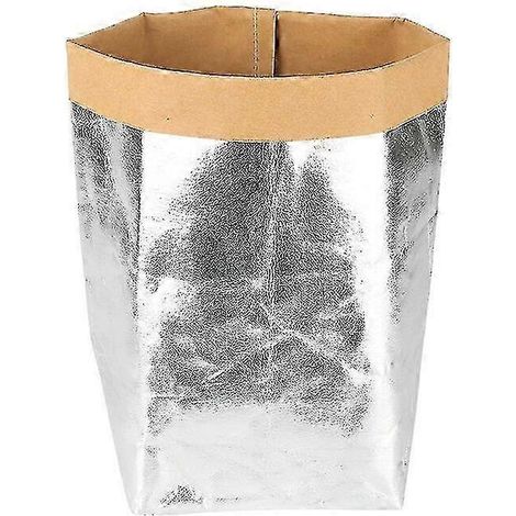 Pots de fleurs argentés, sac en papier kraft lavable, plante de bureau, réutilisable, multifonction pour la cuisine (1/4)