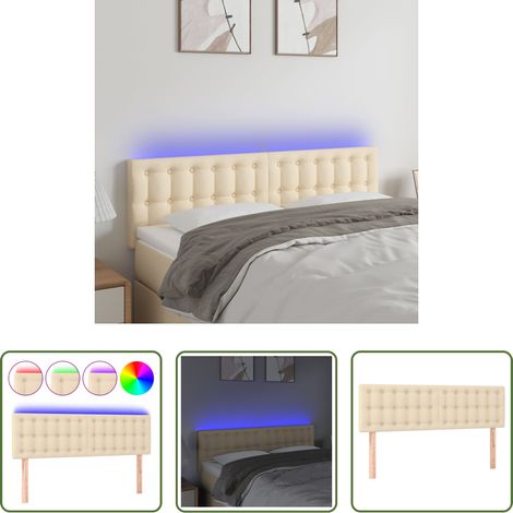 vidaXL Tête de lit à LED Crème 144x5x78/88 cm Tissu (1/5)