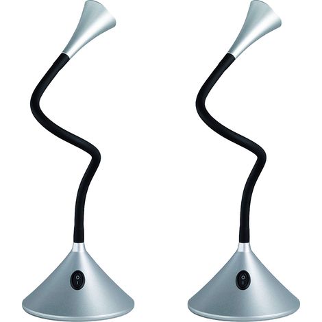 Flexible LED Schreibtischleuchten 2er SET in Silber auch Wandmontage möglich (1/5)