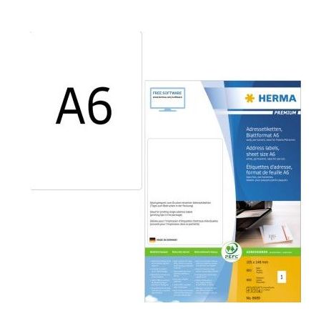 HERMA Adressetiketten Premium A6 weiß 105x148 mm 800St. (8689) (1/5)