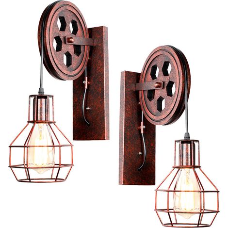 2PCS Industrial Aplique De Pared Creativa Lámpara De Pared Vintage Retro E27 Para Pasillo Cafe Bar Restaurante Hotel