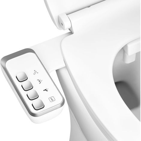 Bidet-Aufsatz für WC – Wasserdruck unabhängig einstellbar – Nicht-elektrische, selbstreinigende Doppeldüse – Reinigung vorne und hinten – Weiß (1/5)