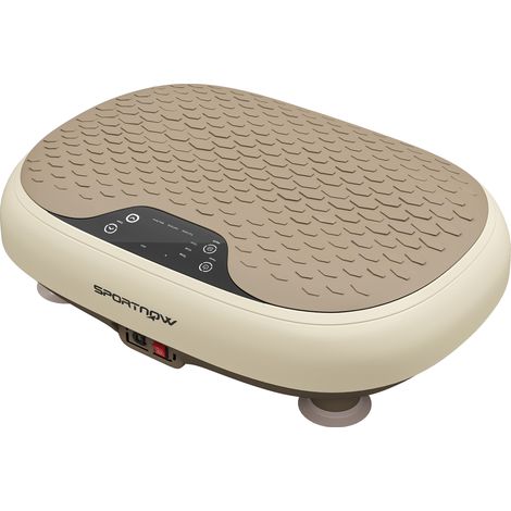 Plateforme vibrante de fitness, 20 vitesses réglables, 3 programmes d’entraînement, écran LED lumineux et télécommande, 46 x 33 x 13,5 cm, beige (1/5)