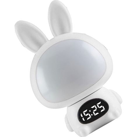 Veilleuse LED élégante avec télécommande et adaptateur secteur, douce pour les yeux, idéale pour dormir, dans la chambre, comme veilleuse, parfaite pour les petits pots de bébé, motif lapin blanc mono (1/5)
