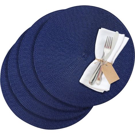 Runde Platzsets, Blau, Grau, 38 cm Durchmesser, Saleen Edition, 01211018154