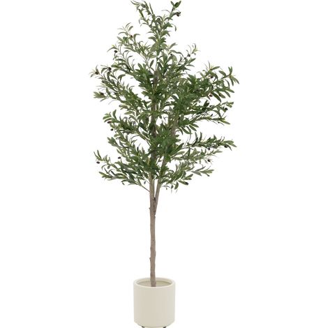 ML-Design Albero di Ulivo Artificiale 210 cm – Pianta Finta Grande con Tronco in Legno Naturale e Frutti – Decorazione Realistica in Vaso per Interni ed Esterni – Perfetto per Soggiorno e Ufficio