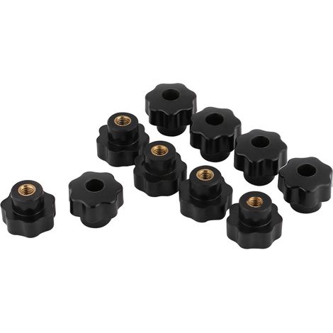 Lot de 10 poignées rondes universelles en plastique noir M625 pour machines-outils (1/5)