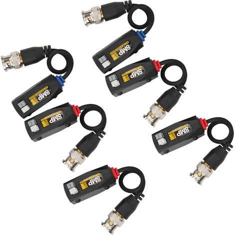 Lot de 6 baluns de puissance vidéo 8MP avec émetteur anti-tonnerre pour émetteur-récepteur CVI/TVI/AHD/CVBS (1/5)