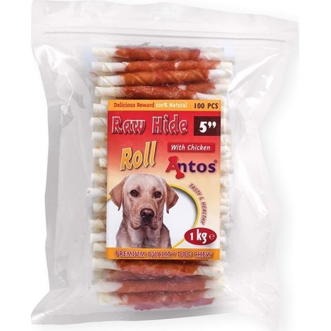 Rollos de Piel Cruda White Plus con Pollo - 100 Piezas 1kg  Oferta exclusiva