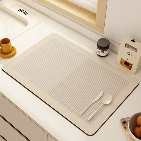 LAN Rencontre - Carré 4050cm (terre de diatomées) Tapis d'égouttage de cuisine, en terre de diatomées, résistant à l'usure et absorbant, pour table, table basse, tapis anti-brûlure et isolant thermiqu (1/5)