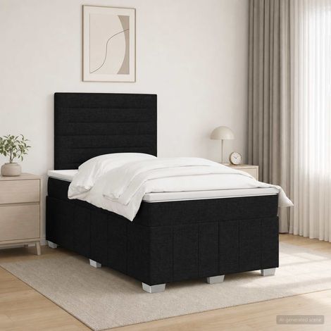 vidaXL Lit boxspring LED avec matelas Noir 120 x 190 cm Tissu (1/5)