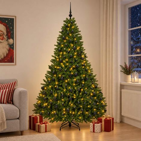 vidaXL Árbol de Navidad artificial verde claro con bolas 270 cm (1/5)