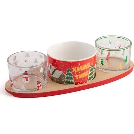 Set natalizio 4 pezzi con base in bambù