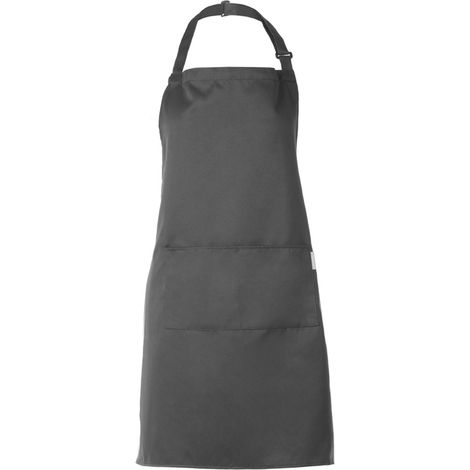Tablier de cuisine adulte polyester coton ajustable avec 2 poches pour BBQ cuisson jardinage homme femme gris (1/4)