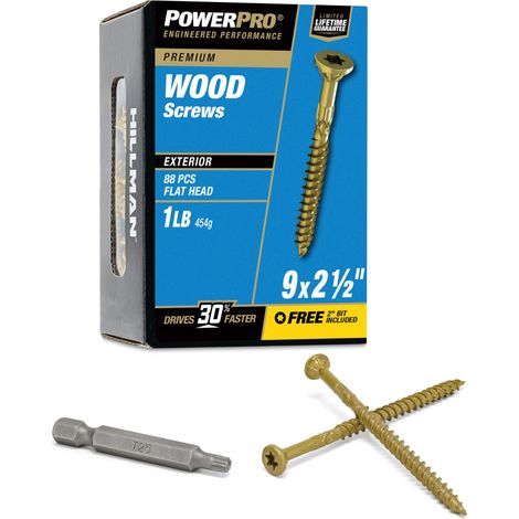 Lot de 100 vis à bois n° 9 x 6,4 cm – Vis de terrasse d'extérieur – Résistantes à la rouille, bronze avec revêtement époxy, boîte de 0,5 kg (1/5)