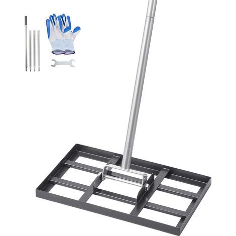 Râteau de Nivellement de Pelouse, 431 x 254 x 2140 mm, Niveleur de Gazon, Manche 1980 mm, en Acier au Carbone Résistant à la Rouille, Outil de Nivellement pour Cour, Terrain de Golf, Jardin (1/5)