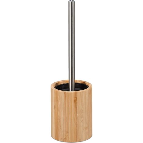 Brosse WC Silicone, antibactérien, hygiénique, balayette Toilette avec tête Changeable, Bambou, Nature/argenté (1/5)