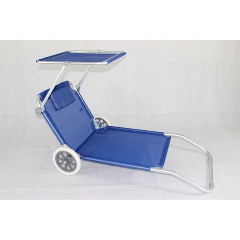 Spiaggina carrello con ruote cuscino tettuccio parasole in metallo (1/7)