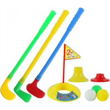 Ensemble de mini-clubs de golf en plastique multicolore pour enfants, jeux de sport en plein air pour enfants. (1/5)