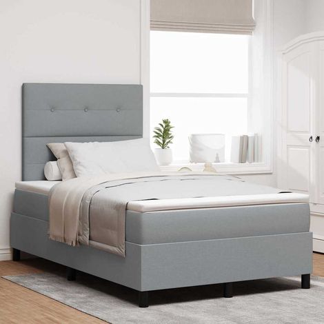 Cama tipo Box Spring con cabecera Gris Claro 120 x 200 cm tela (1/5)