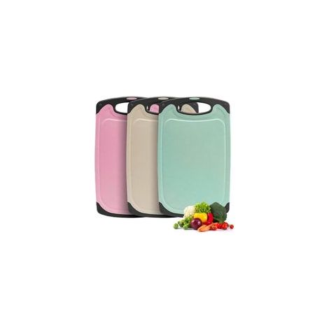 Planche a Decouper Plastique, Set de 3 Planche à Découper avec Poignée & Rainure de Jus, Antidérapante & Antibactérienne Planches à Découper de Cuisine pour Viande, Légumes, Fruits (1/4)