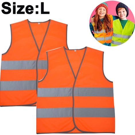Lot de 2 gilets de sécurité réfléchissants haute visibilité pour enfants, en maille. (1/5)
