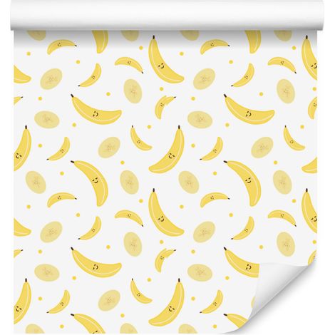 Bananen-Tapete in Weiß, Creme und Gelb für Wohn- und Schlafzimmer, 50 x 1000 cm (1/4)