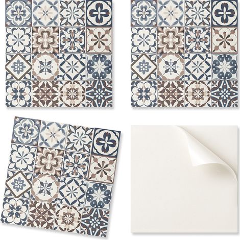 Baldosas de vinilo listas para instalar con estampados decorativos. Dise帽os de baldosas decorativas de 20x20x20 cm.
