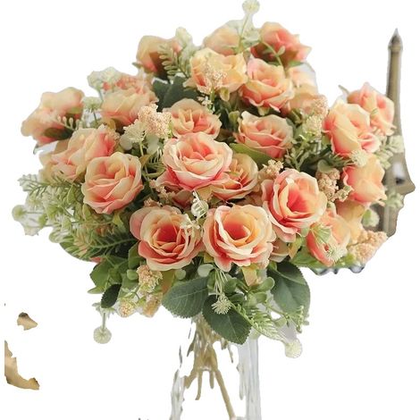 Bouquet de Roses Artificielles, Sans Entretien, Décoration Polyvalente, Orange Rose, 3Pcs-g (1/2)