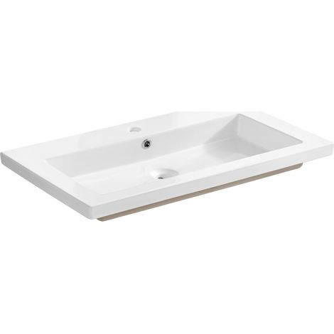 Einbauwaschbecken ELIO 80 cm Keramik weiß glänzend, klares Design