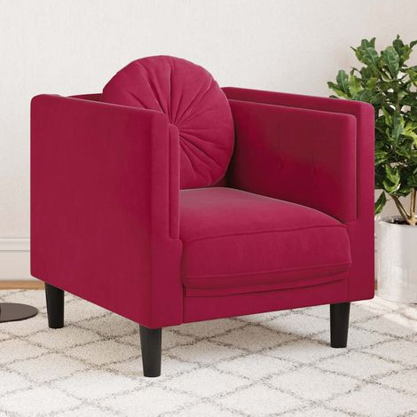 vidaXL Poltrona con Cuscino Rosso Vino in Velluto