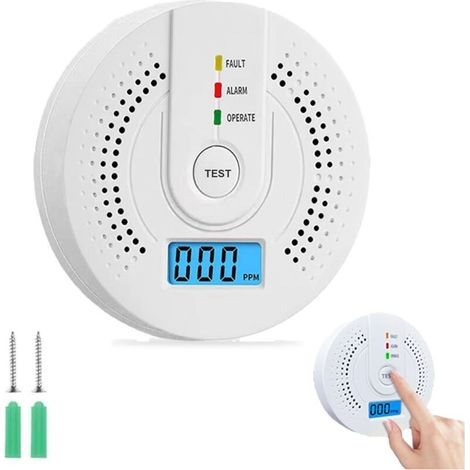 Carbon Monoxide Detector - 9.5 x 3.2cm Ultra Sensitive Fast Response Carbon Monoxide Detector with Digital Display and Audible Alarm, Fire Detector with Test-Silence Button (1pc) (1/5)