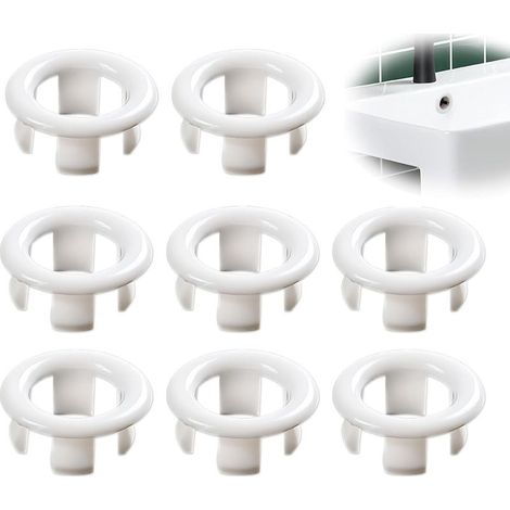 anelli di troppo pieno per lavabo - Anello di arresto del troppo pieno, finitura per lavabo con foro rotondo, copertura per troppo pieno del lavabo del bagno (bianco) (1/5)
