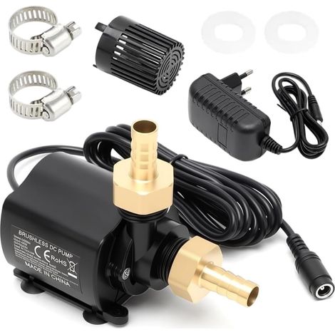 Pompe À Eau 12 V Avec Contrôle 5 Vitesses, Pompe Submersible 800 L/H, Hauteur De Livraison 5 M, Pour Aquarium, Fontaine, Bassin, Étang, Hydroponique (1/5)