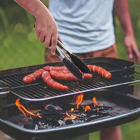 Pince Cuisine Professionnel,Pince Barbecue en Inoxydable et Silicone Alimentaire,Pince de Cuisine Noir 2 USTENSILE BARBECUE PLANCHA (1/5)