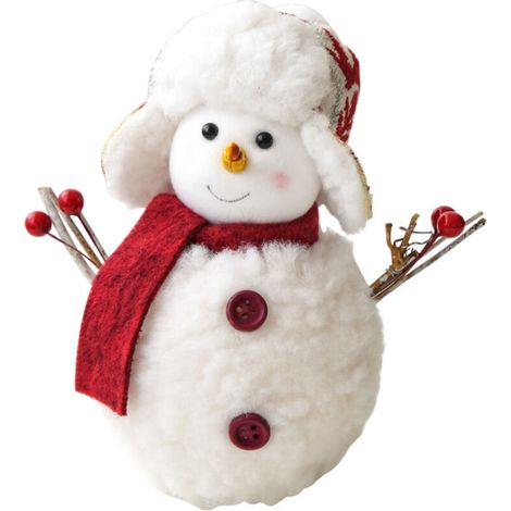 Mignonne figurine de bonhomme de neige décorative, à exposer sur un bureau ou une fenêtre, pour une ambiance festive (taille moyenne).