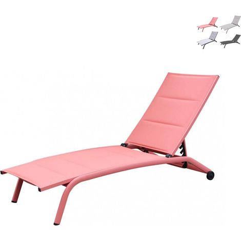 Tumbona de jardín de aluminio con ruedas apilable Itaca - Rosa