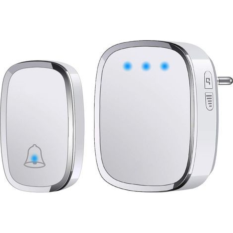 Türklingel und Gong, kabellose Außentürklingel, IP44 wasserdicht, 300 Meter Reichweite, Gong-Set mit blinkender LED (1/4)