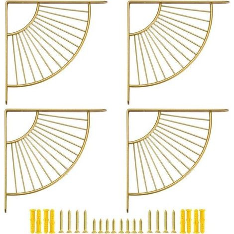Lot de 4 petits supports décoratifs en laiton pour étagères flottantes, dorés, 20 cm, pour décoration murale (1/4)