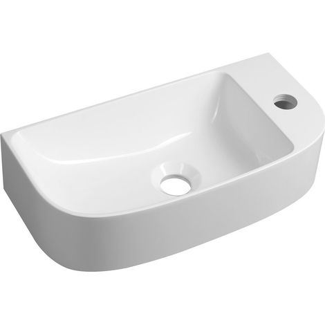 Sapho - Lave-mains 44x22 mm, sans trop-plein, trou pour robinetterie à droite, blanc AG440 (1/5)