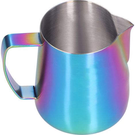 400-ml-Milchkännchen mit mattem, irisierendem Glanz, Latte-Art-Kaffeekanne mit Ausguss, Messbecher, Milchaufschäumkännchen mit Regenbogen-Finish (1/5)