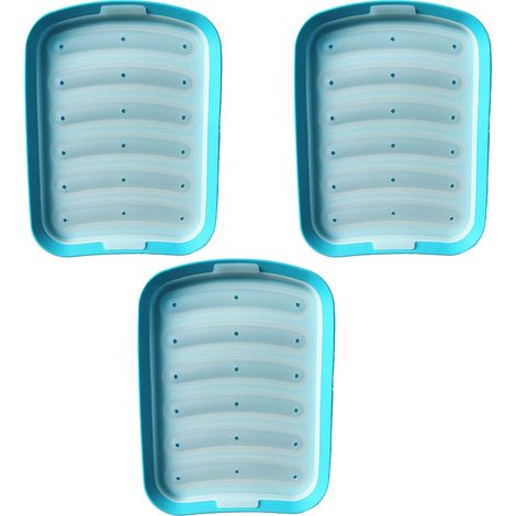 Moule à saucisses en silicone bleu (lot de 3), 6 cavités, idéal pour les pique-niques, la maison, les repas de bébé et les compléments alimentaires. (1/5)