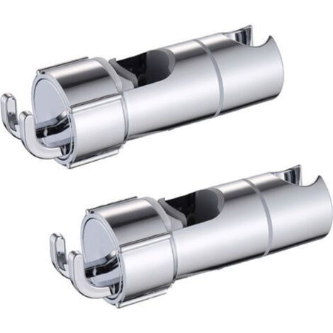 Adjustable chrome shower holder with 2 hooks for 18 to 25 mm shower rods, ABS wall-mounted shower bracket (1/5)