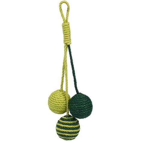Balles amusantes pour chats, jouet interactif portable en sisal pour attraper et poursuivre, outil d'entraînement pour animaux de compagnie-Green (1/5)