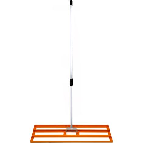 Râteau de Nivellement de Pelouse en Acier Galvanisé Orange 100 cm Largeur Manche Extensible Jusqu'à 190cm - Parfait pour Mettre à plat : Cour de Golf, Terrains de Sports Jardin, Aménagement Extérieur